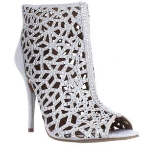 NEW Zigi Soho Drift Caged Peep Toe Ankle Bootie Rhinestone Glitter Heels Size 8